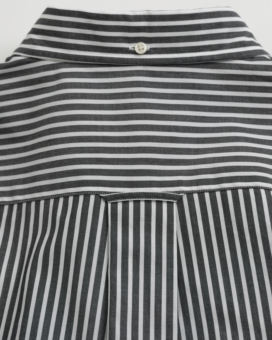 klassiek gestreept poplin overhemd met normale pasvorm - zwart