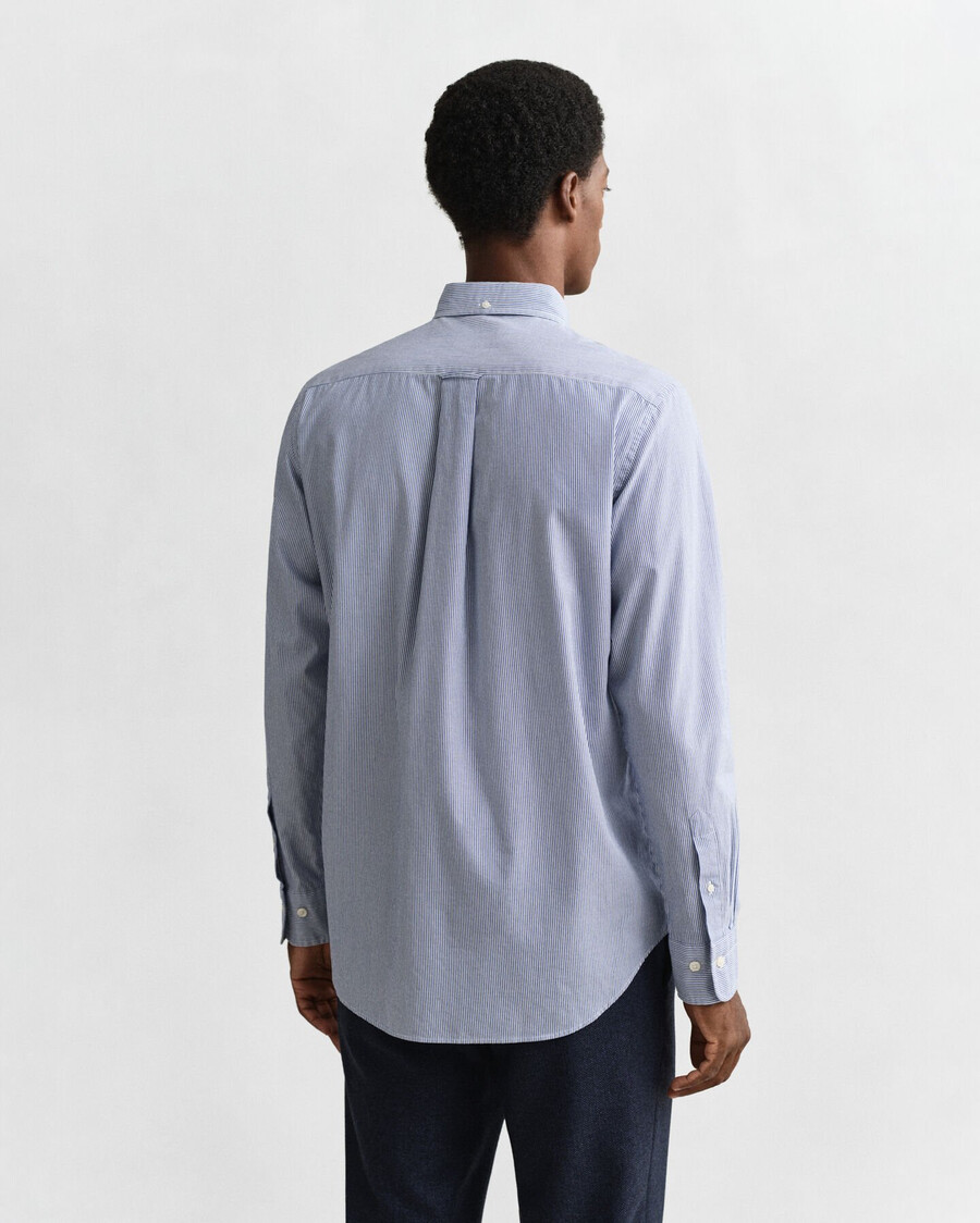 regular fit klassiek banker stripe poplin overhemd - college blue