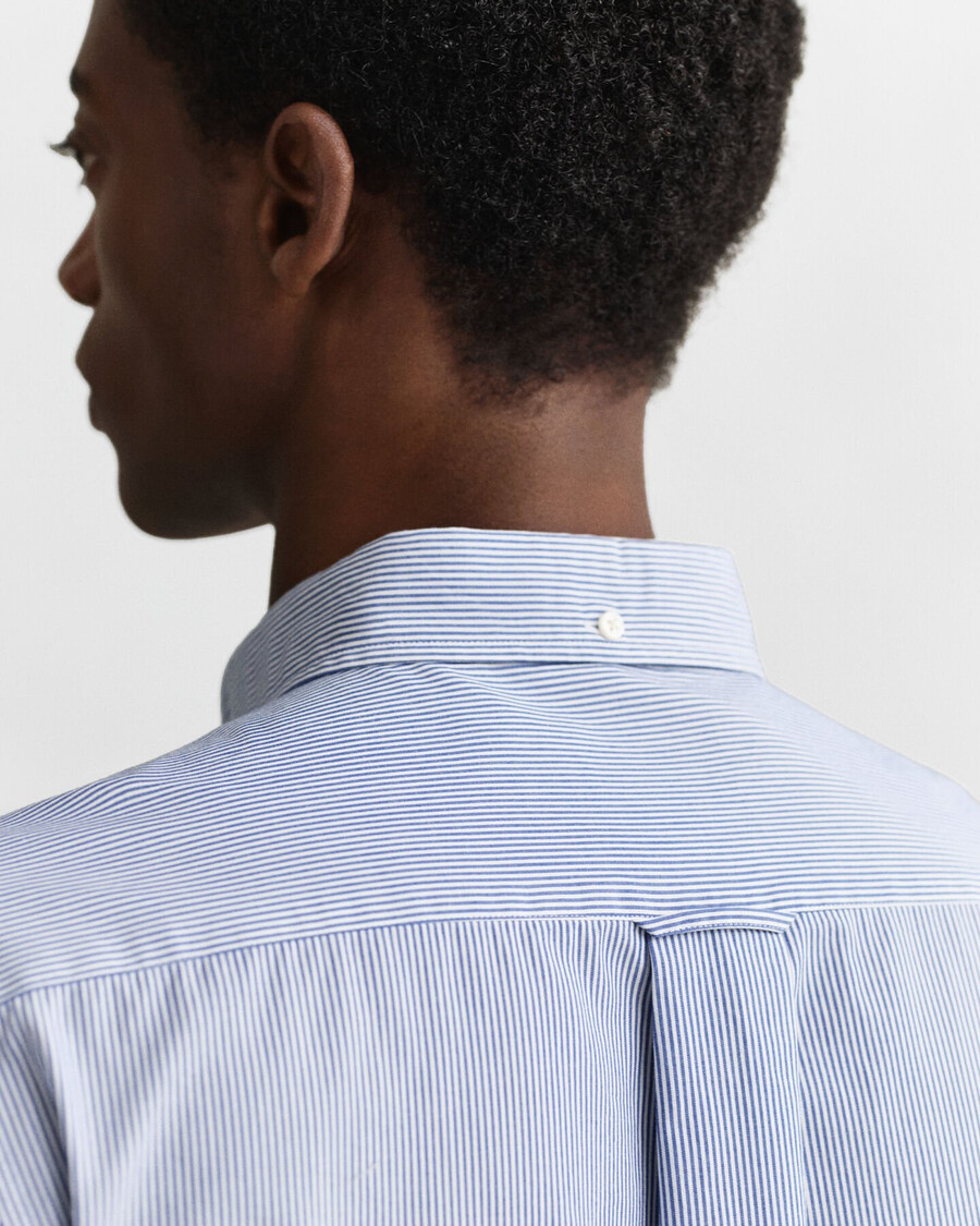 regular fit klassiek banker stripe poplin overhemd - college blue