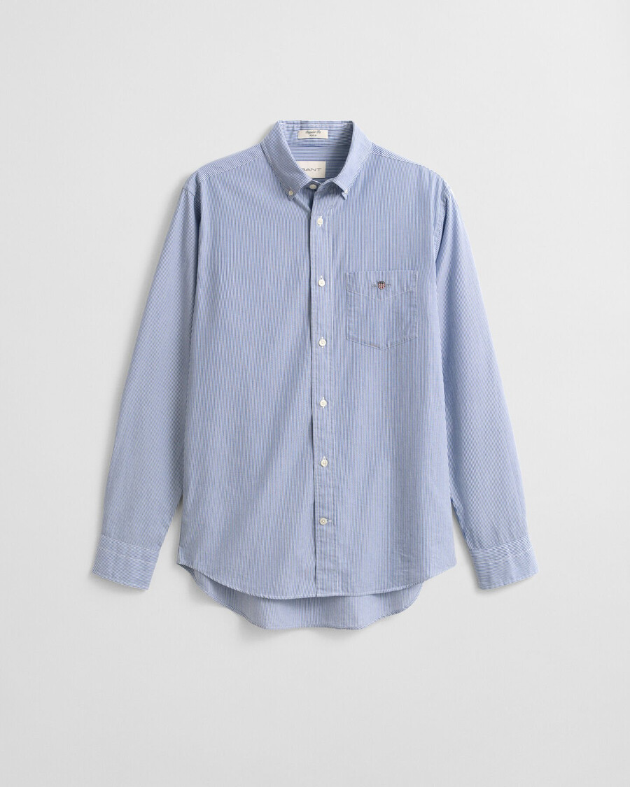 regular fit klassiek banker stripe poplin overhemd - college blue