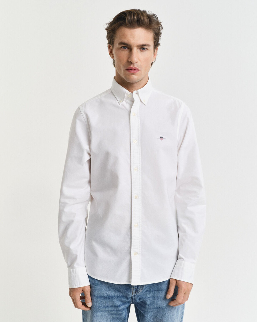 slim fit klassiek oxford overhemd - wit