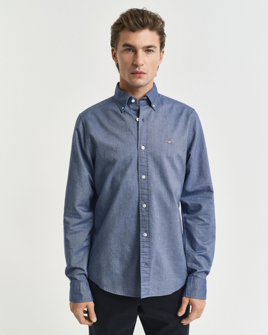 slim fit klassiek oxford overhemd - perzisch blauw