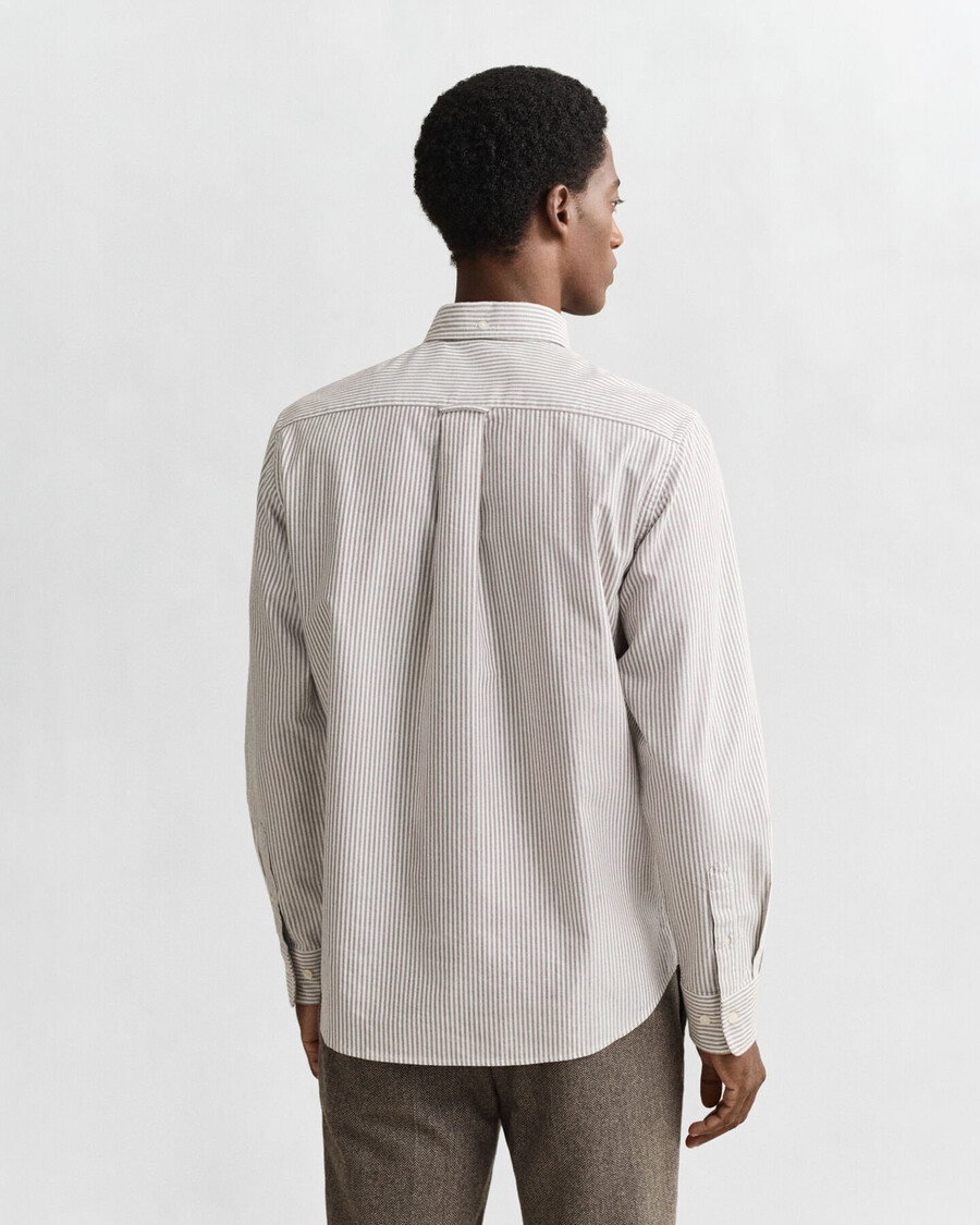 regular fit banker stripe classic oxford shirt - mahoniebruin