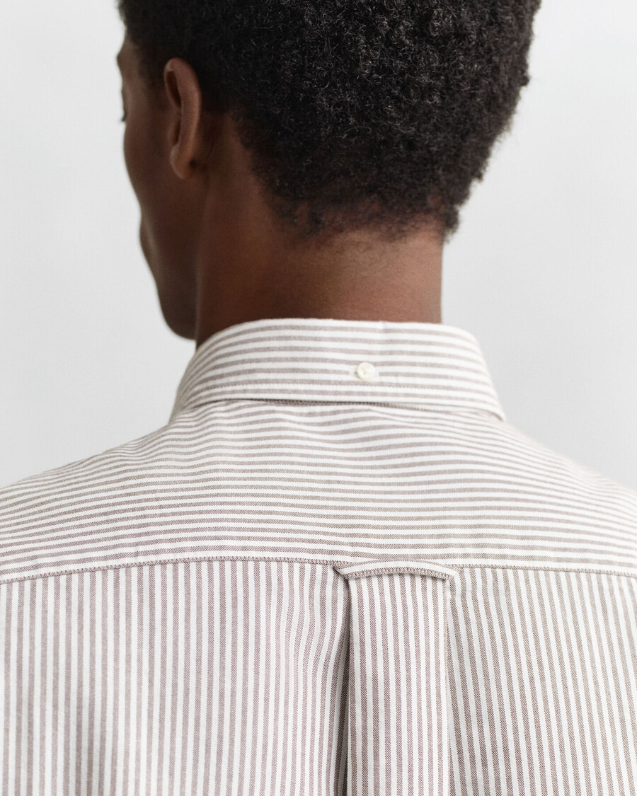 regular fit banker stripe classic oxford shirt - mahoniebruin