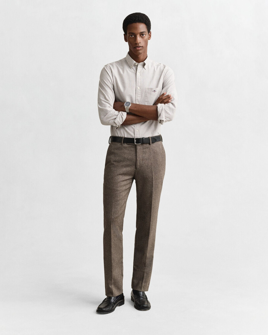 regular fit banker stripe classic oxford shirt - mahoniebruin