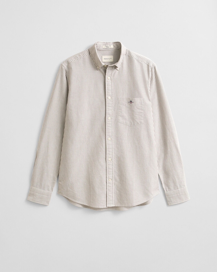 regular fit banker stripe classic oxford shirt - mahoniebruin