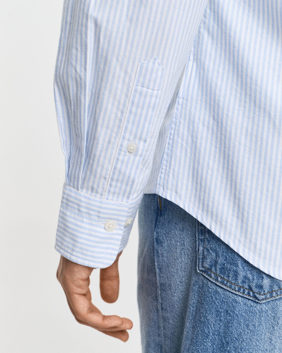 slim fit banker stripe classic oxford shirt - lichtblauw