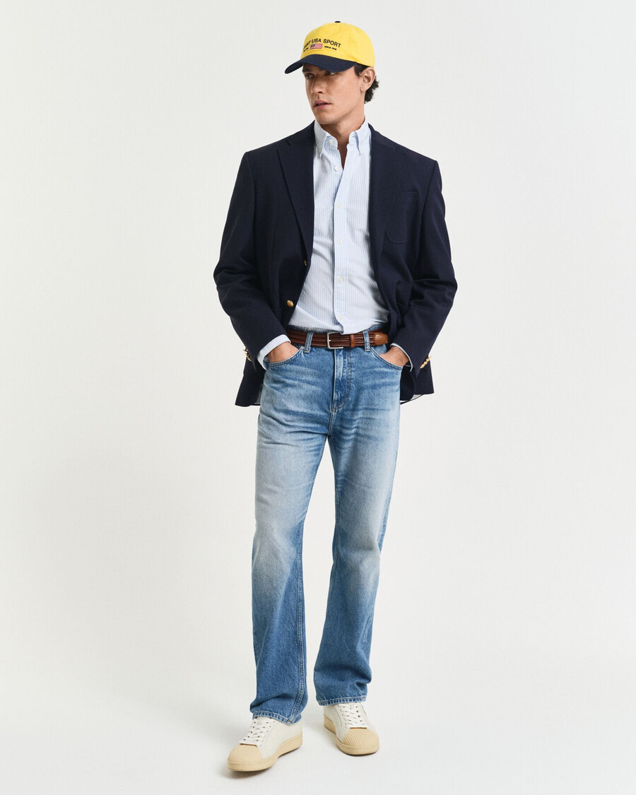slim fit banker stripe classic oxford shirt - lichtblauw
