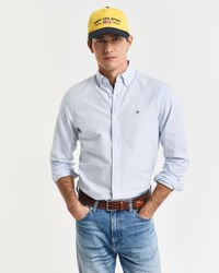 slim fit banker stripe classic oxford shirt - lichtblauw