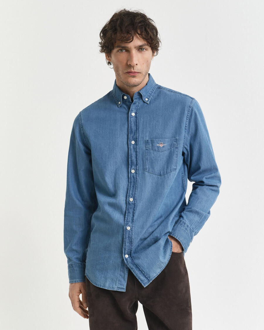 regular fit indigo overhemd - semi light blue
