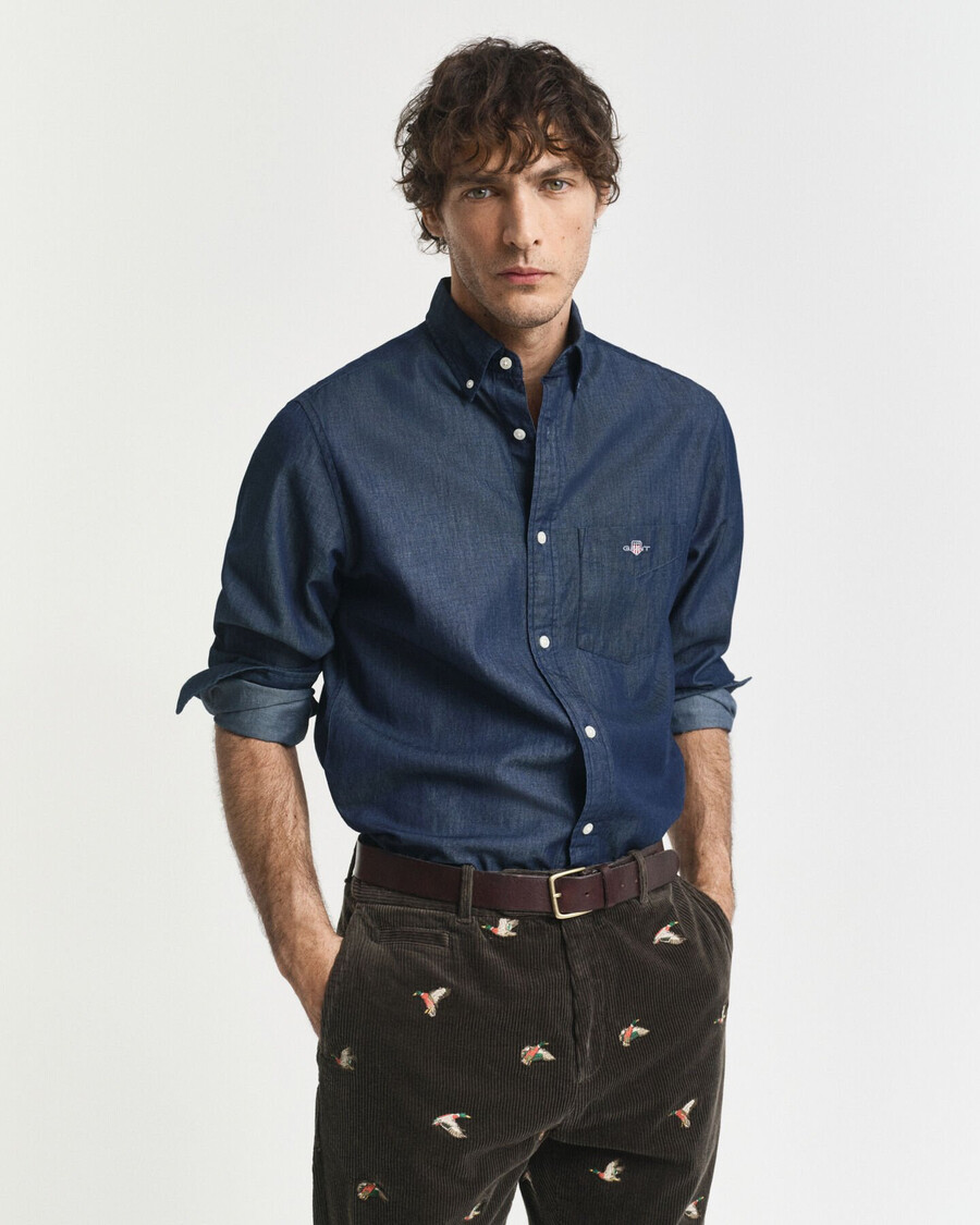 regular fit indigo shirt - donker indigo