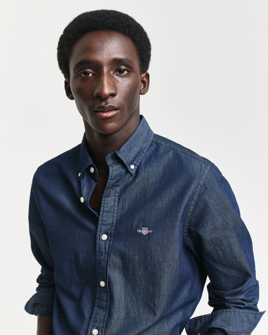 slim fit indigo shirt - donker indigo