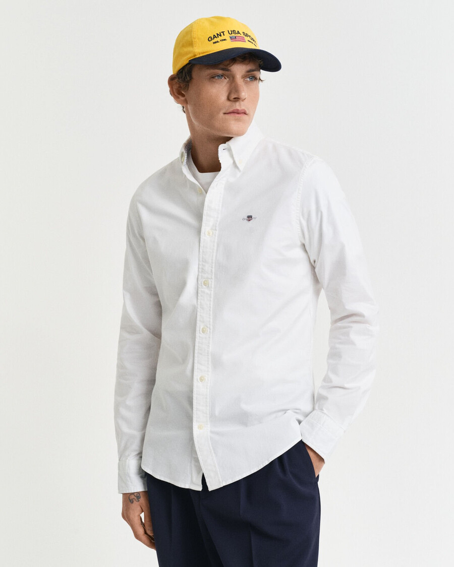 slim fit oxford stretch shirt - wit