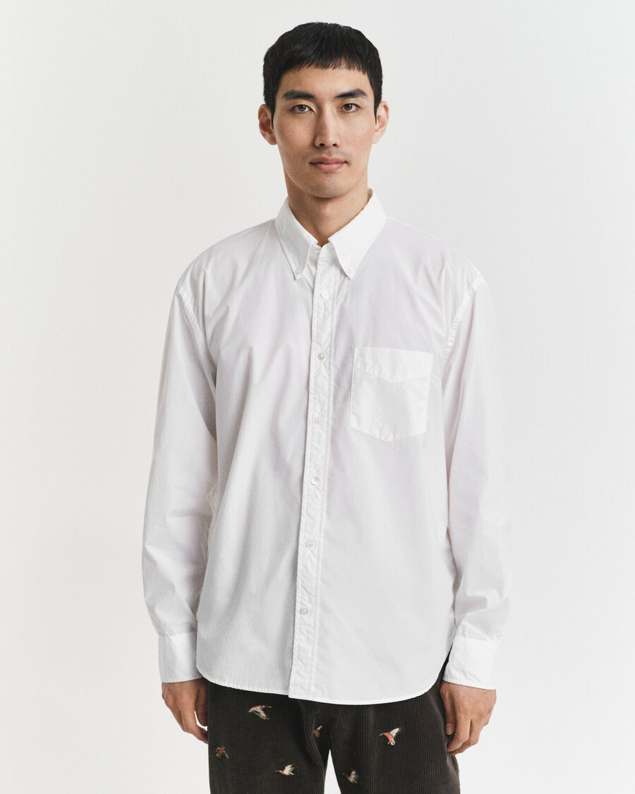 relaxed fit heritage poplin overhemd - wit