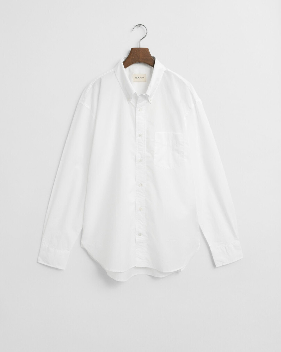 relaxed fit heritage poplin overhemd - wit