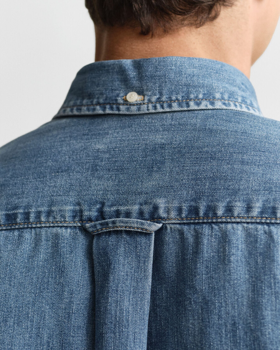 normale pasvorm denim overhemd - lichtblauw met een gedragen look