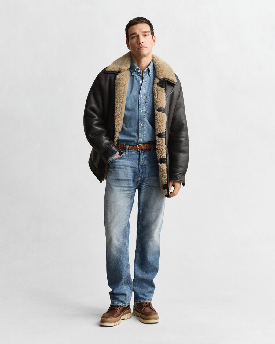 normale pasvorm denim overhemd - lichtblauw met een gedragen look