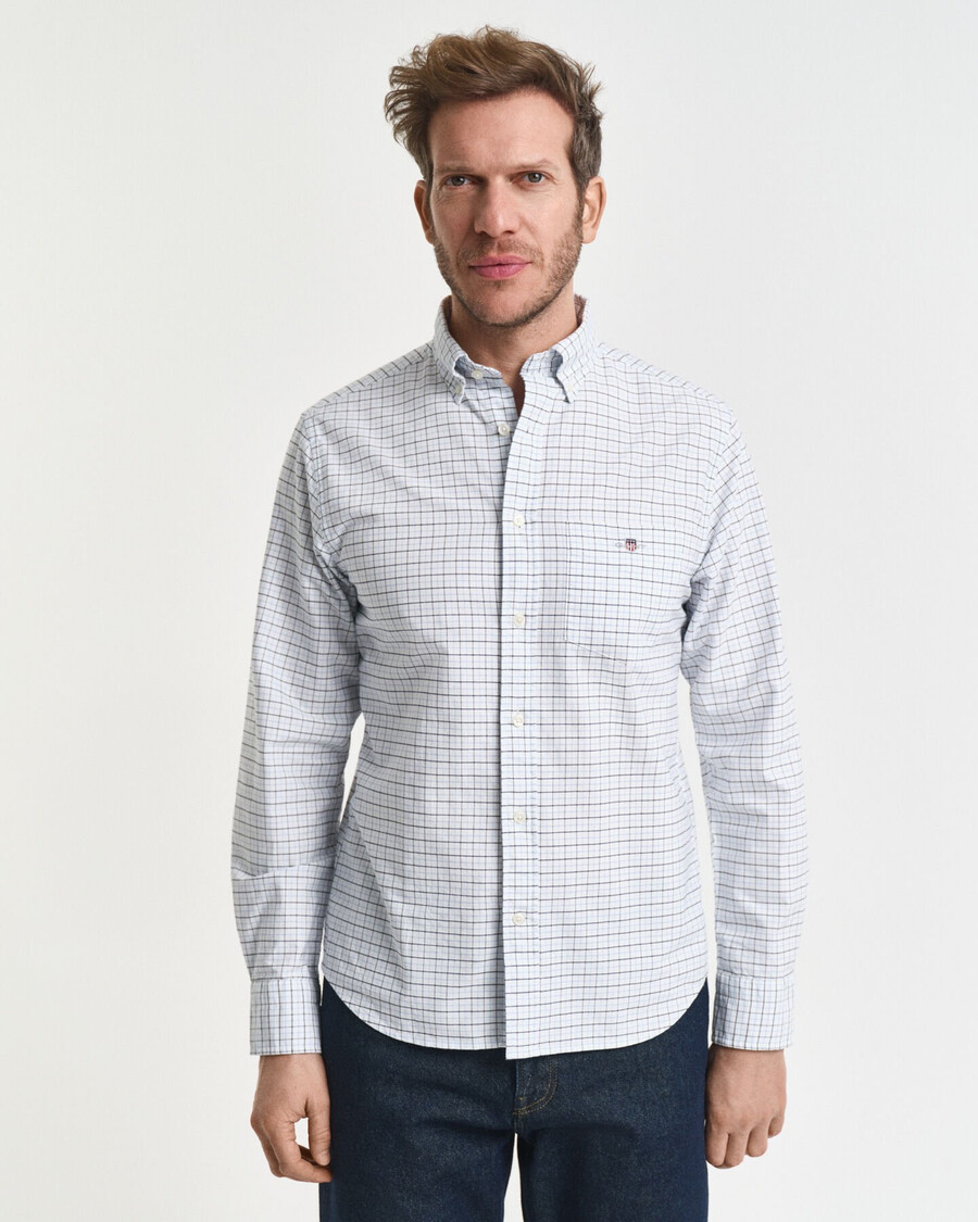 tattersall classic oxford overhemd met normale pasvorm - lichtblauw