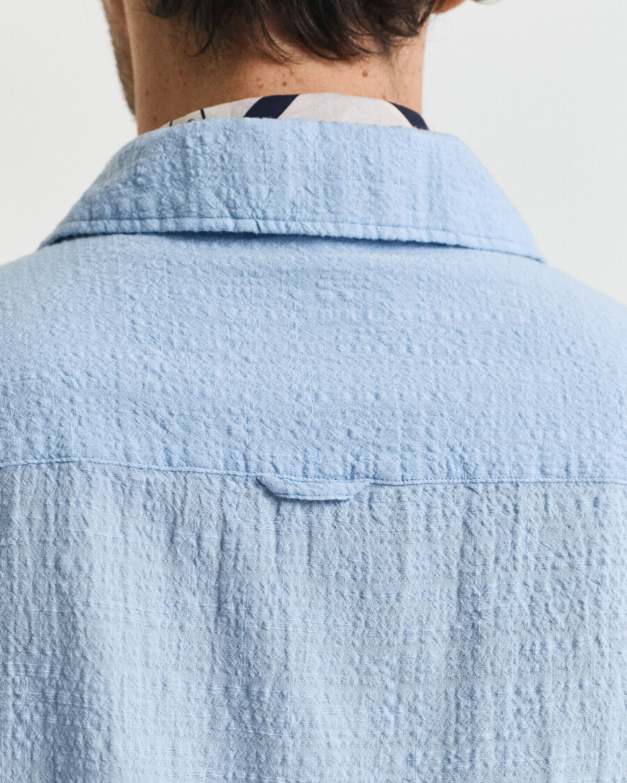 relaxed fit overhemd met korte mouwen en textuur - capri blauw