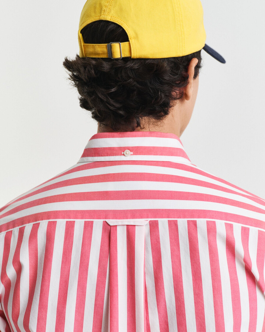 gestreept klassiek poplin overhemd met normale pasvorm - watermeloenrood