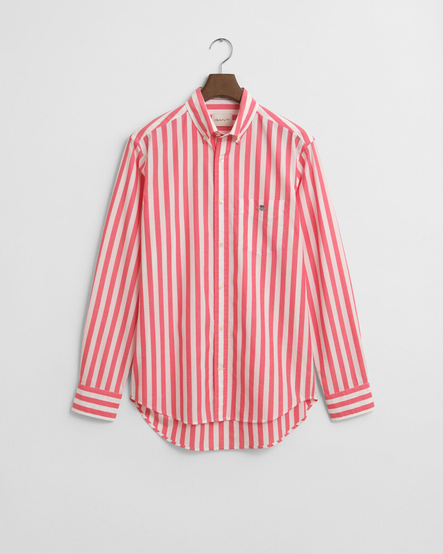 gestreept klassiek poplin overhemd met normale pasvorm - watermeloenrood