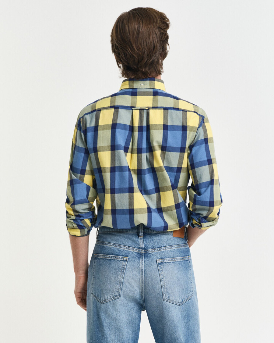 relaxed fit geruit keperstof overhemd - glad geel
