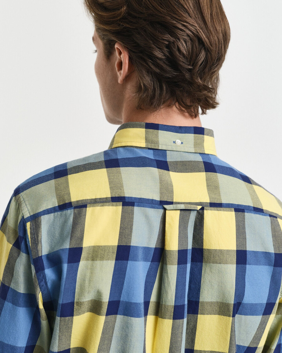 relaxed fit geruit keperstof overhemd - glad geel
