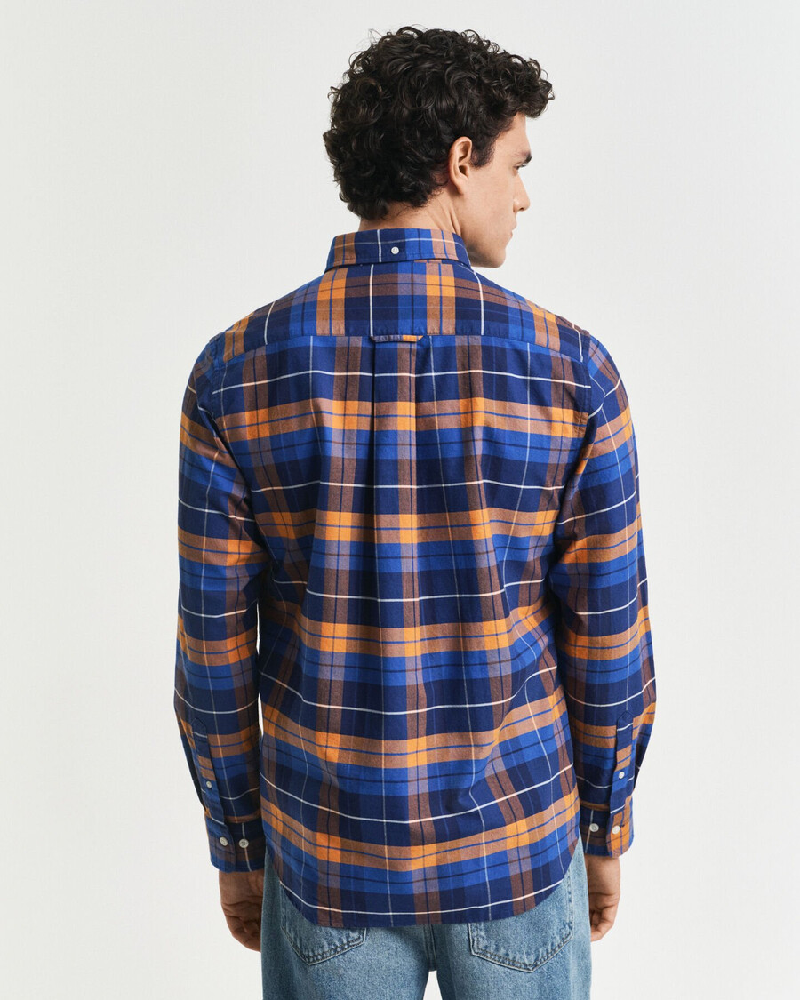 regular fit geruit klassiek oxford overhemd - oranje brons