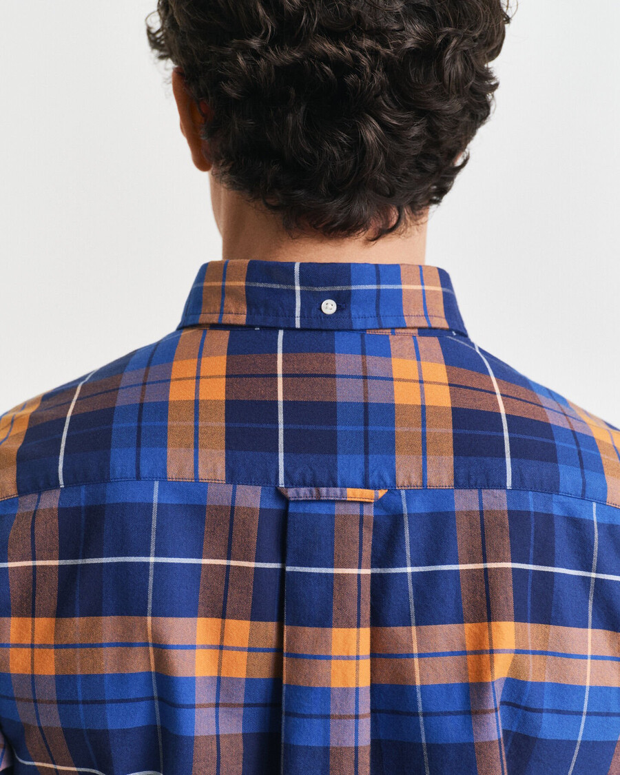 regular fit geruit klassiek oxford overhemd - oranje brons