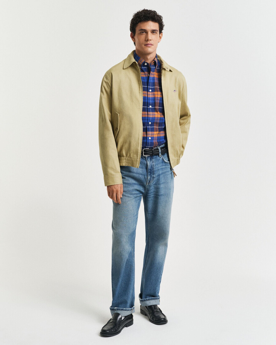regular fit geruit klassiek oxford overhemd - oranje brons
