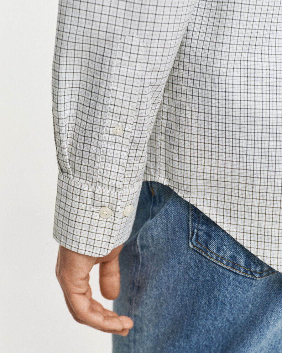regular fit geruit klassiek poplin overhemd - juniper green