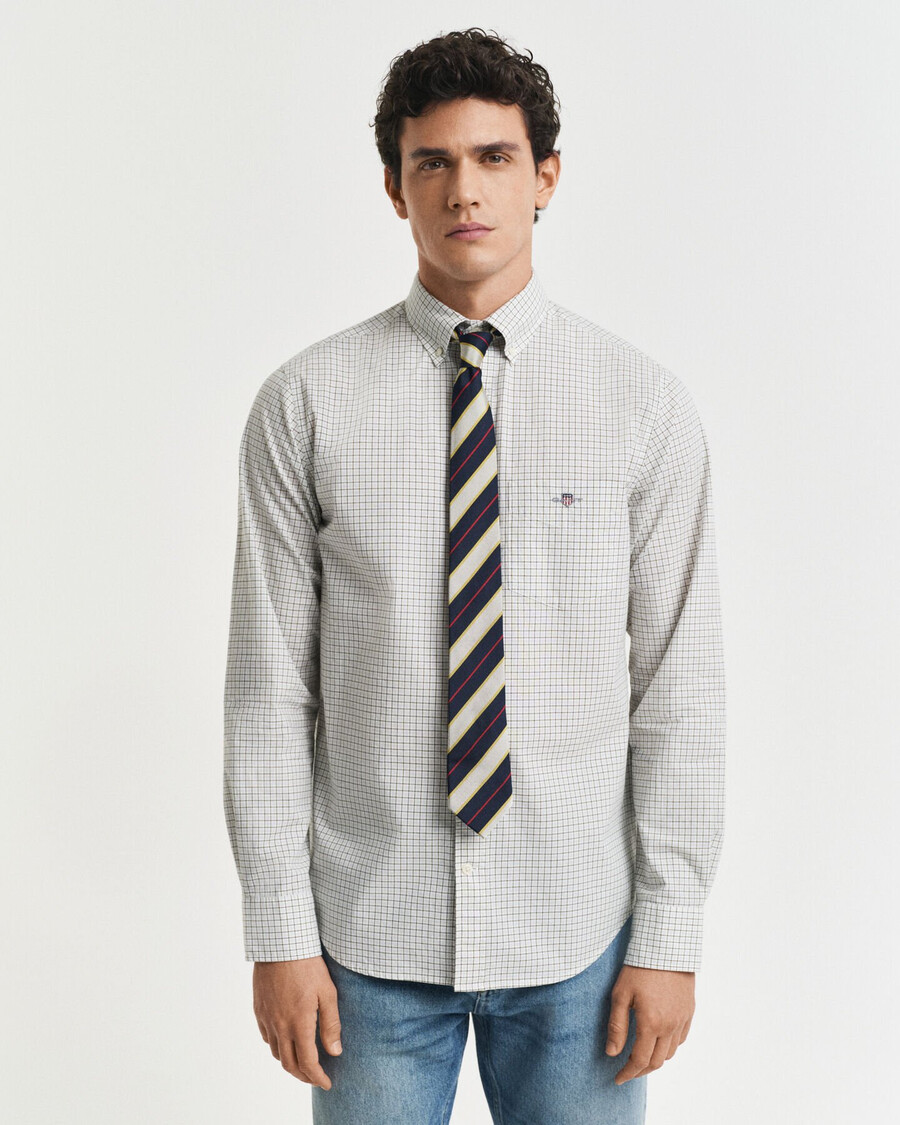 regular fit geruit klassiek poplin overhemd - juniper green