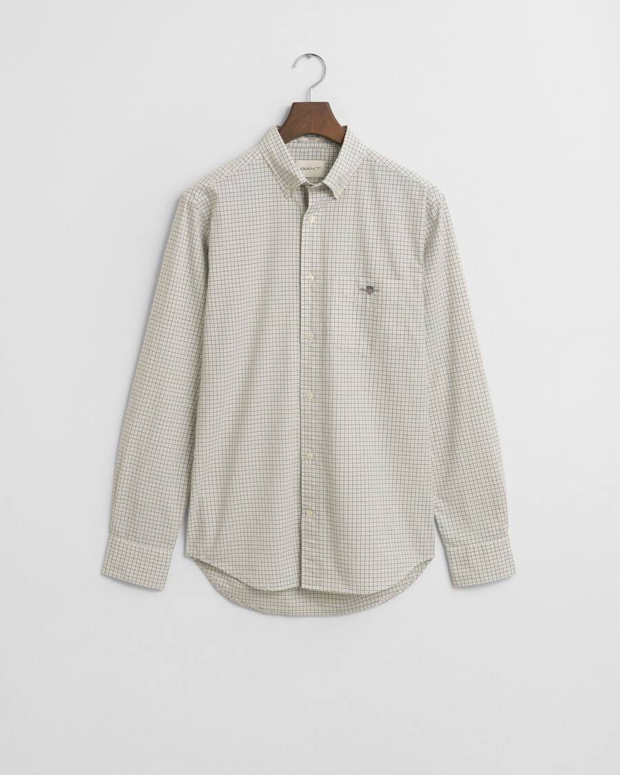 regular fit geruit klassiek poplin overhemd - juniper green