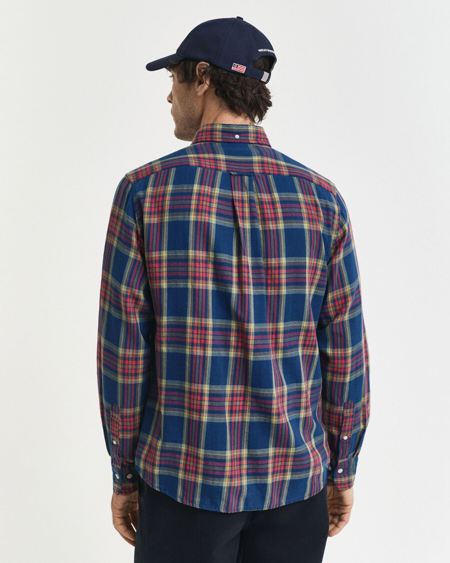 regular fit geruit indigo twill overhemd - indigo