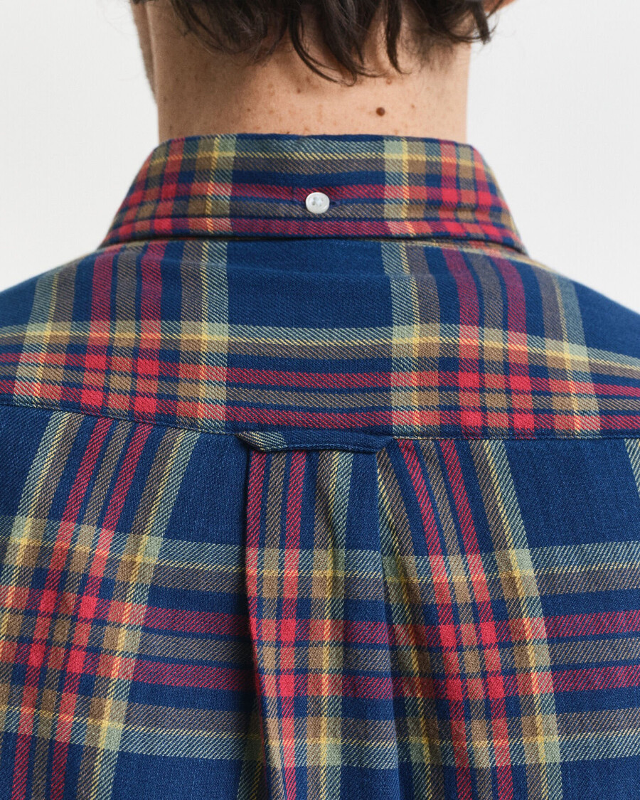 regular fit geruit indigo twill overhemd - indigo