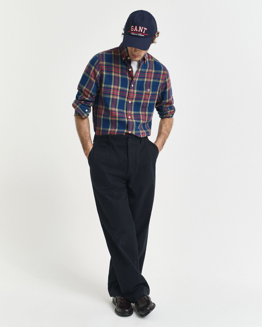 regular fit geruit indigo twill overhemd - indigo