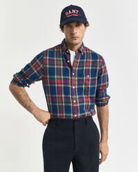 regular fit geruit indigo twill overhemd - indigo
