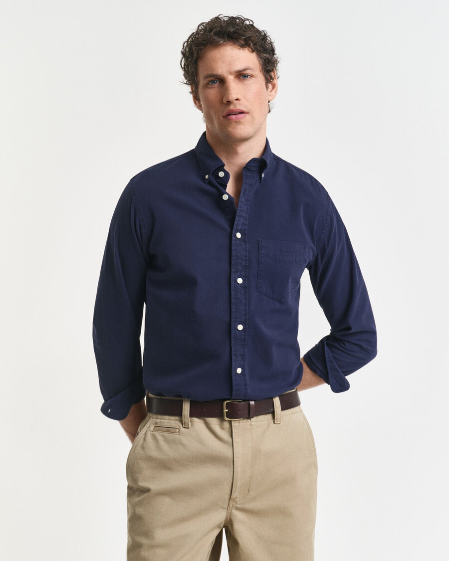 regular fit twill overhemd - avondblauw