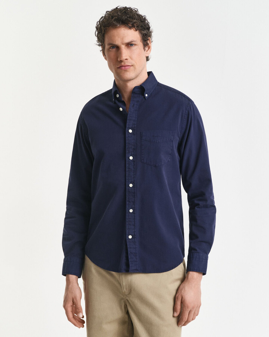 regular fit twill overhemd - avondblauw