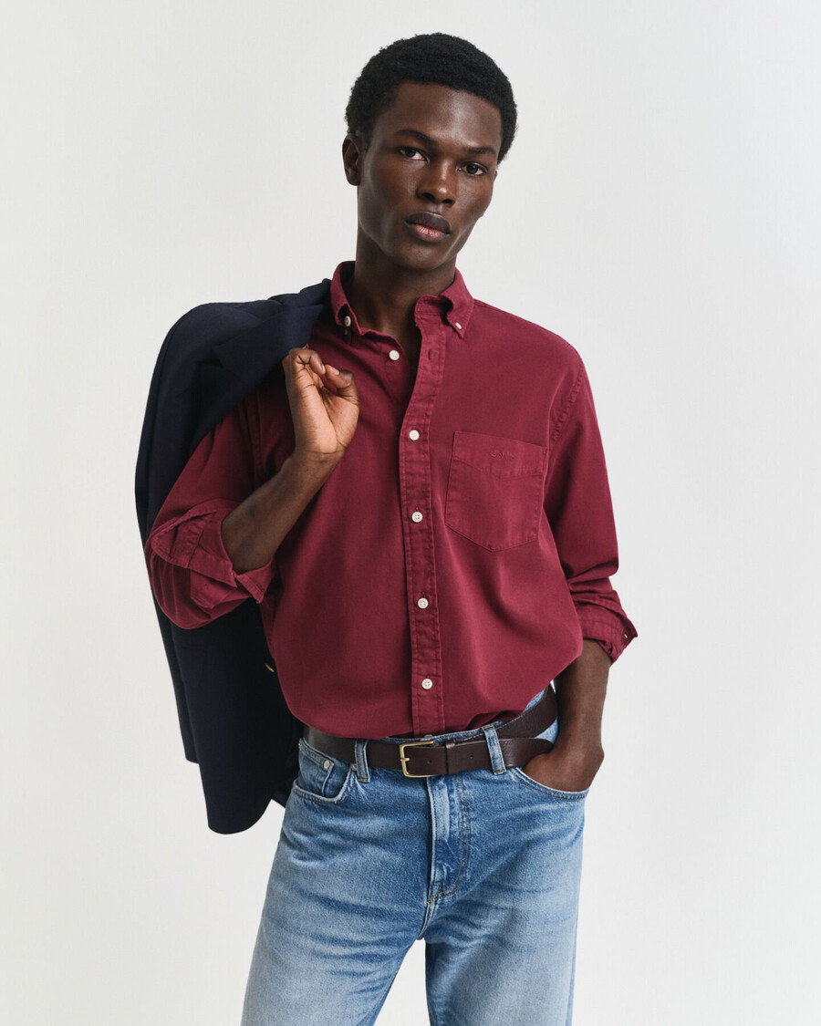 regular fit twill overhemd - plumped red