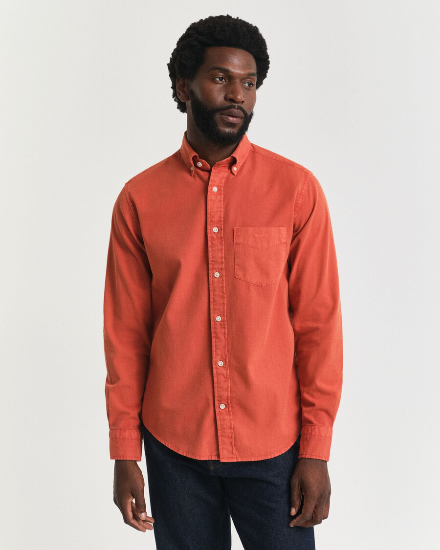 regular fit twill overhemd - diep oranje
