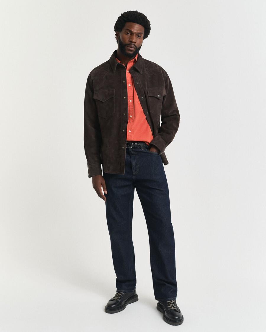 regular fit twill overhemd - diep oranje