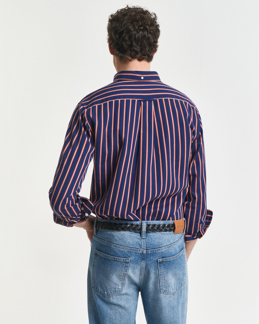 regular fit dobby gestreepte keperstof overhemd - perzisch blauw