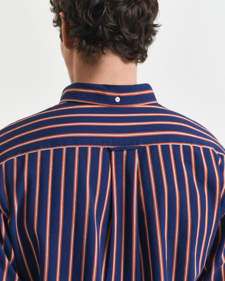 regular fit dobby gestreepte keperstof overhemd - perzisch blauw
