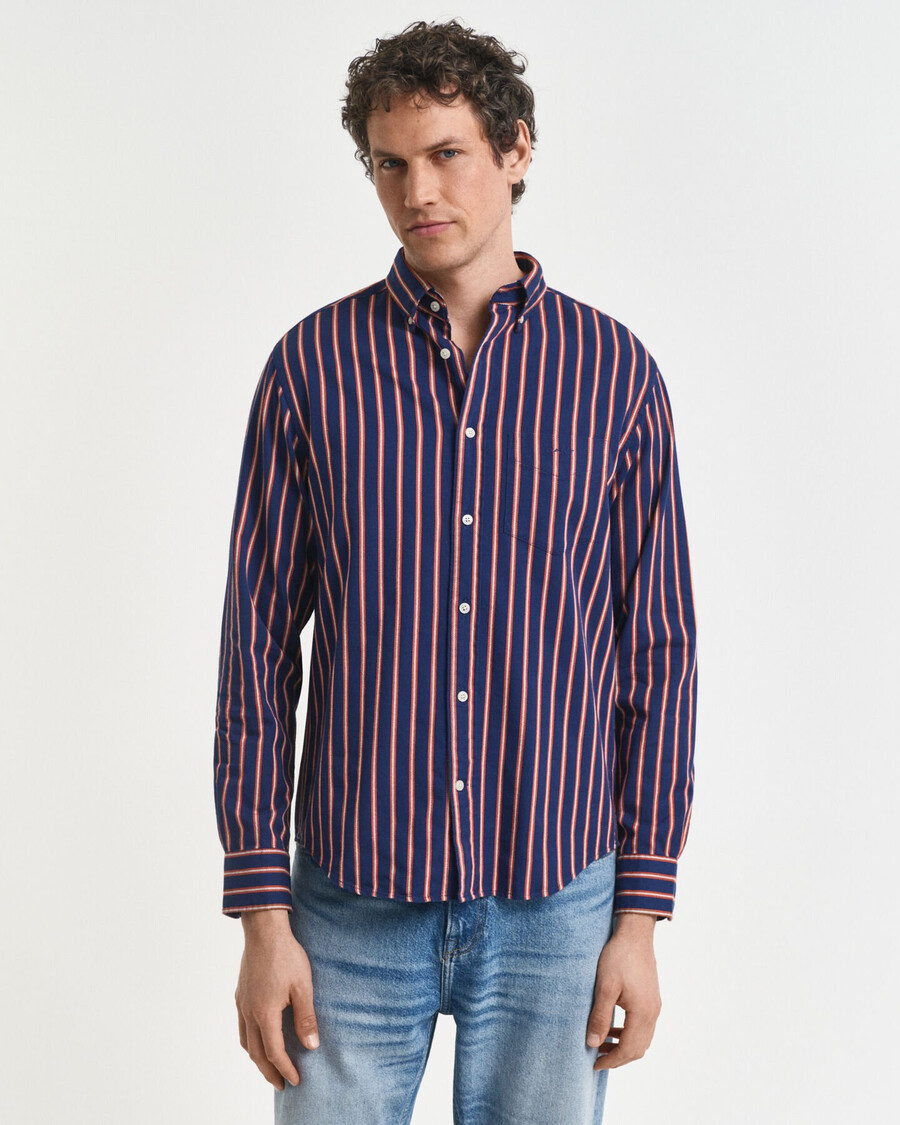 regular fit dobby gestreepte keperstof overhemd - perzisch blauw
