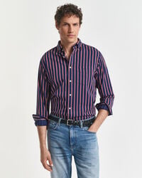 regular fit dobby gestreepte keperstof overhemd - perzisch blauw