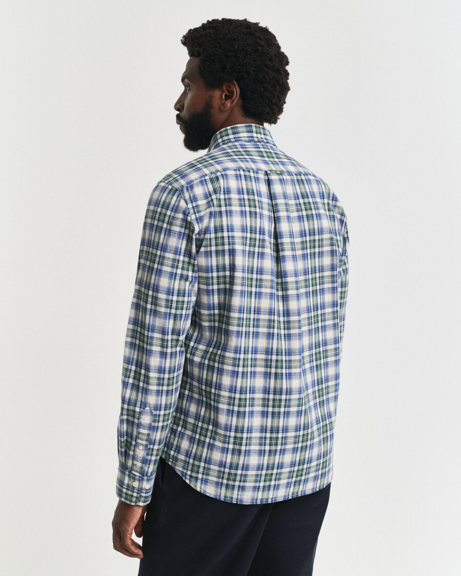 regular fit geruit poplin overhemd uit het archief - bosgroen
