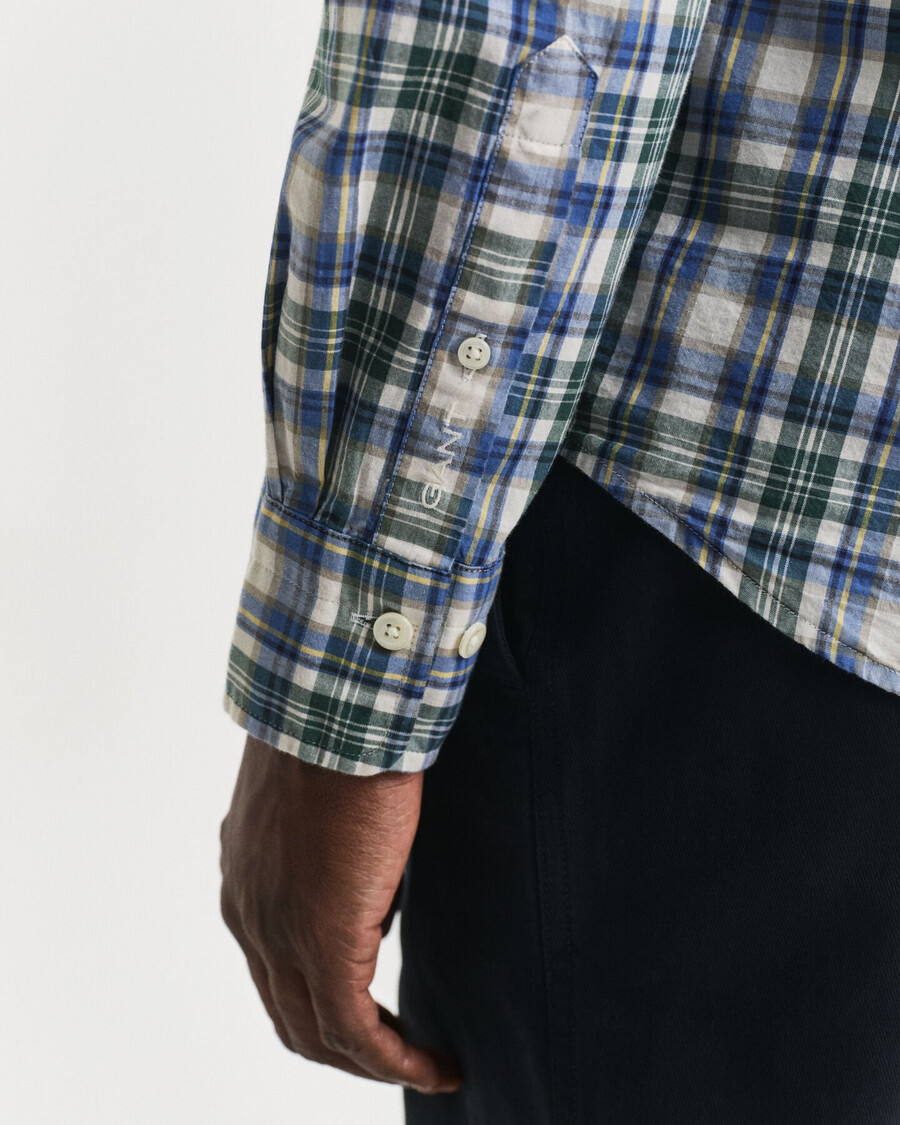 regular fit geruit poplin overhemd uit het archief - bosgroen