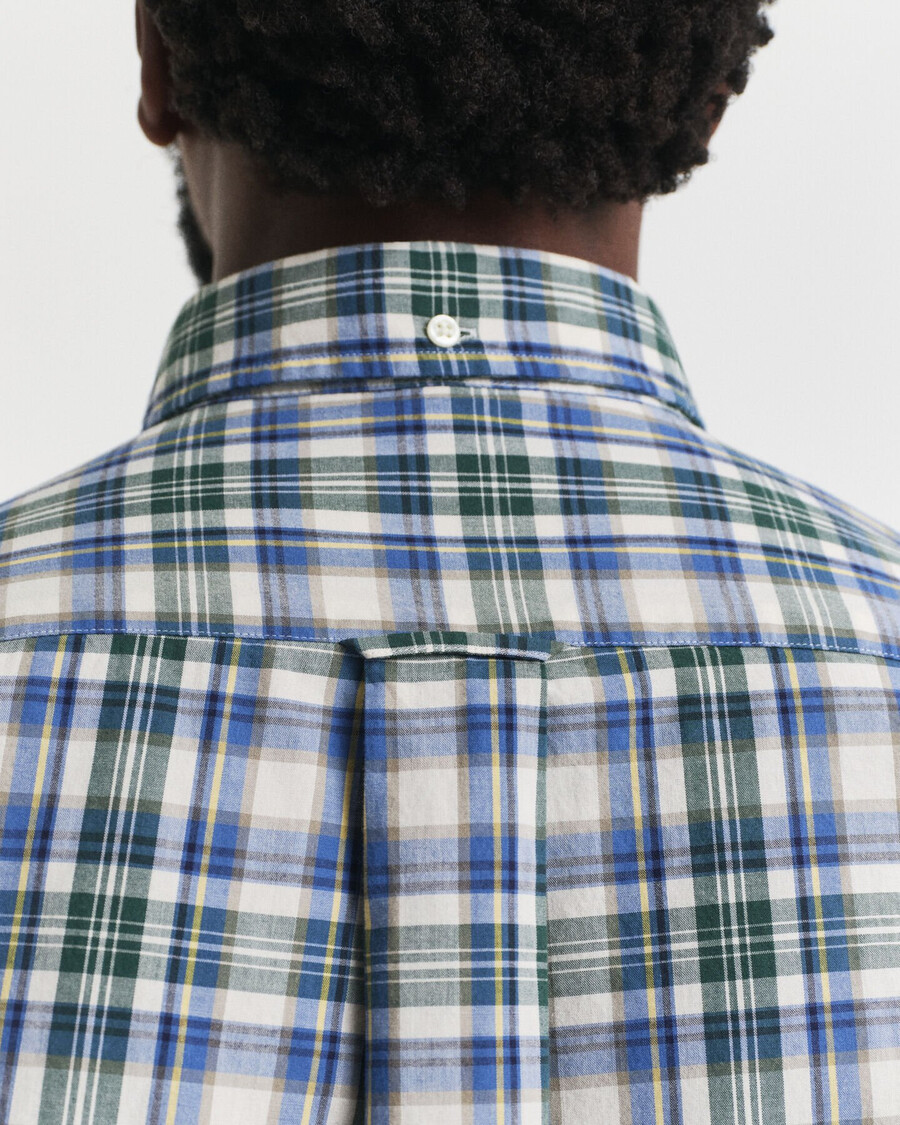 regular fit geruit poplin overhemd uit het archief - bosgroen