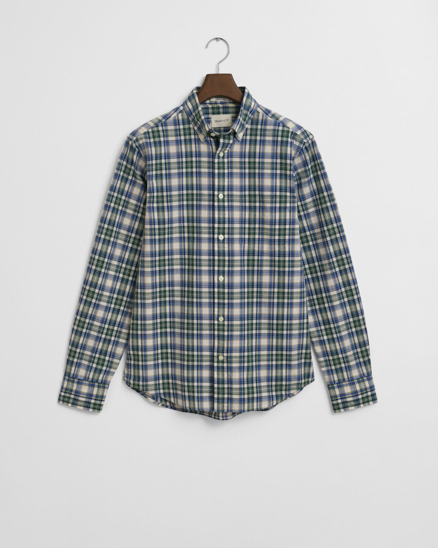 regular fit geruit poplin overhemd uit het archief - bosgroen
